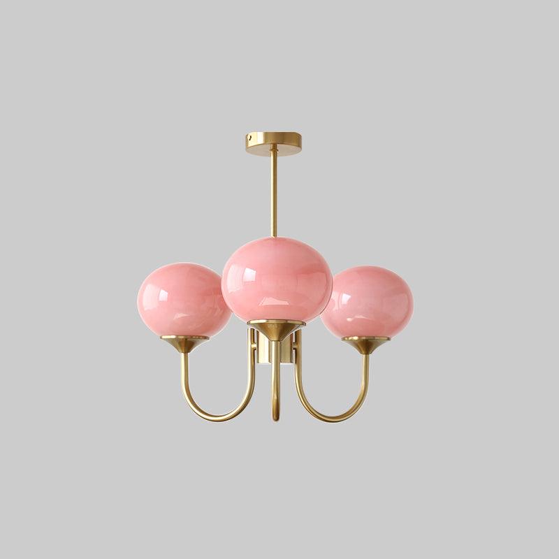 Modern Chandelier - LuxeGlow-Copper+Pink-3 Heads ∅ 18.1″ x H 13.4″ / Dia 46cm x H 34cm-Nora Luxe