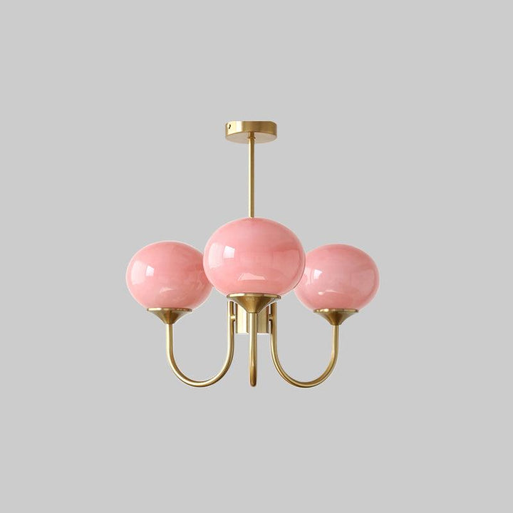 Modern Chandelier - LuxeGlow-Copper+Pink-3 Heads ∅ 18.1″ x H 13.4″ / Dia 46cm x H 34cm-Nora Luxe