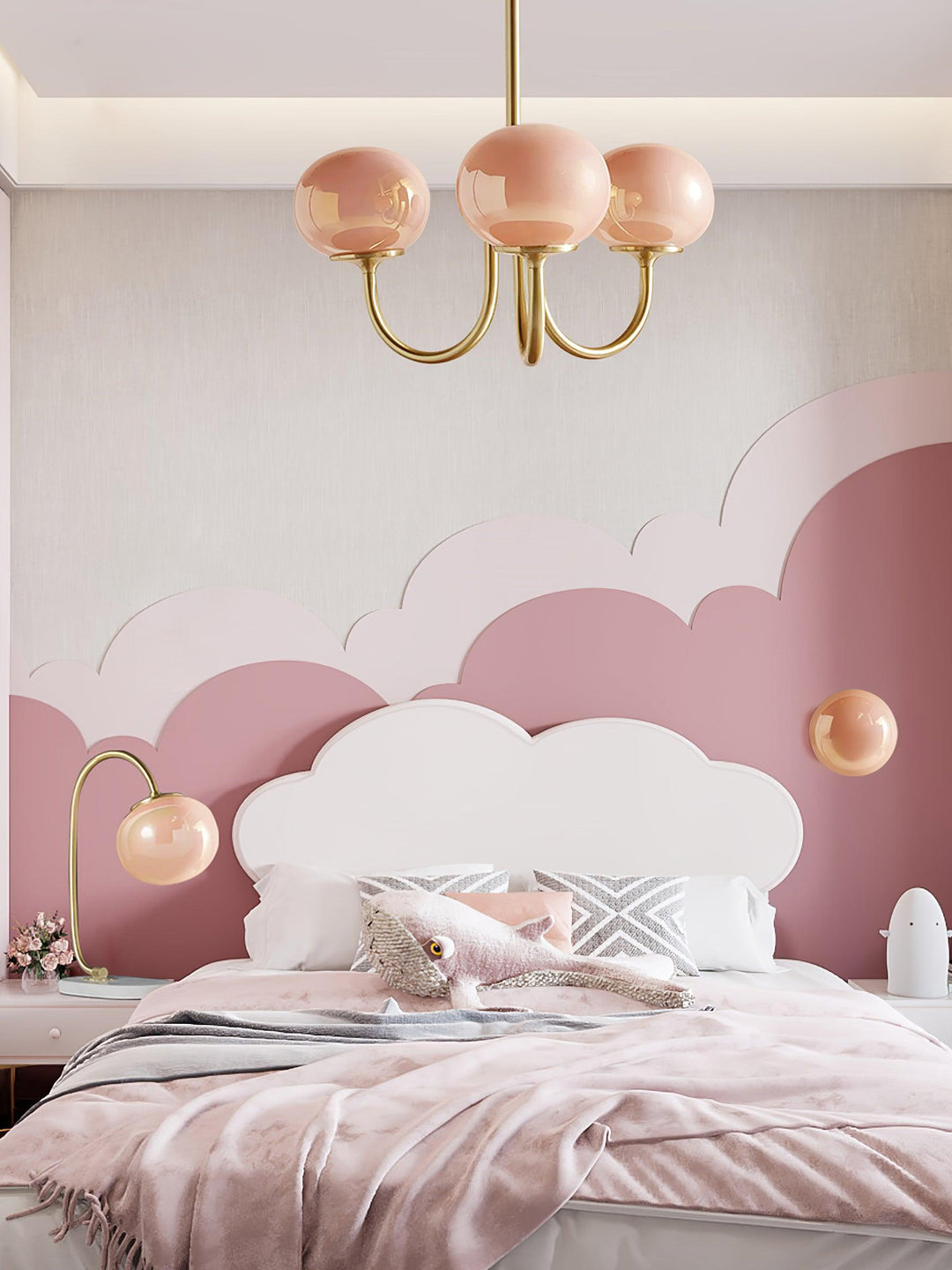 Modern Chandelier - LuxeGlow-Copper+Pink-3 Heads ∅ 18.1″ x H 13.4″ / Dia 46cm x H 34cm-Nora Luxe