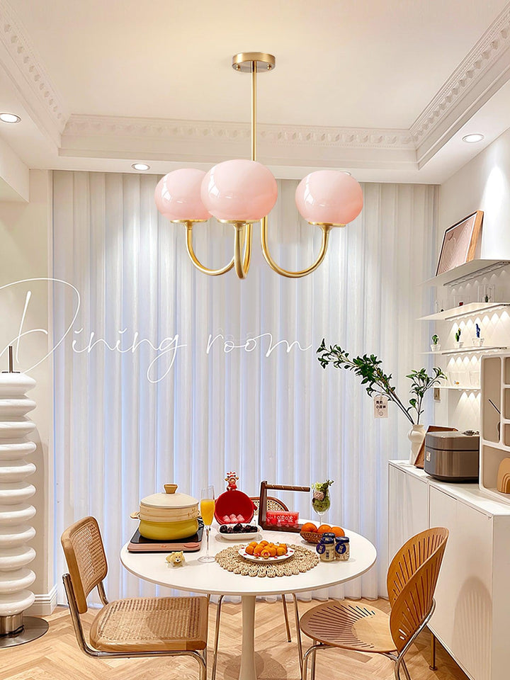 Modern Chandelier - LuxeGlow-Copper+Pink-3 Heads ∅ 18.1″ x H 13.4″ / Dia 46cm x H 34cm-Nora Luxe