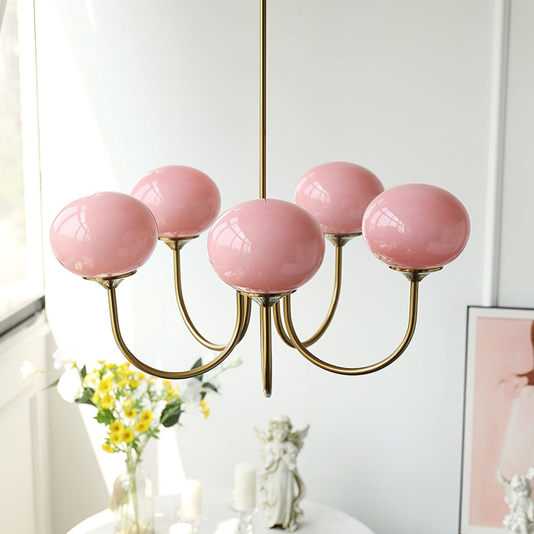Modern Chandelier - LuxeGlow-Copper+Pink-3 Heads ∅ 18.1″ x H 13.4″ / Dia 46cm x H 34cm-Nora Luxe