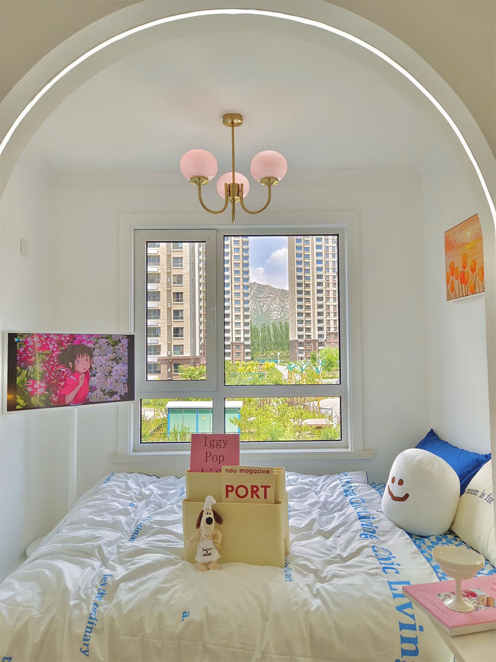Modern Chandelier - LuxeGlow-Copper+Pink-3 Heads ∅ 18.1″ x H 13.4″ / Dia 46cm x H 34cm-Nora Luxe