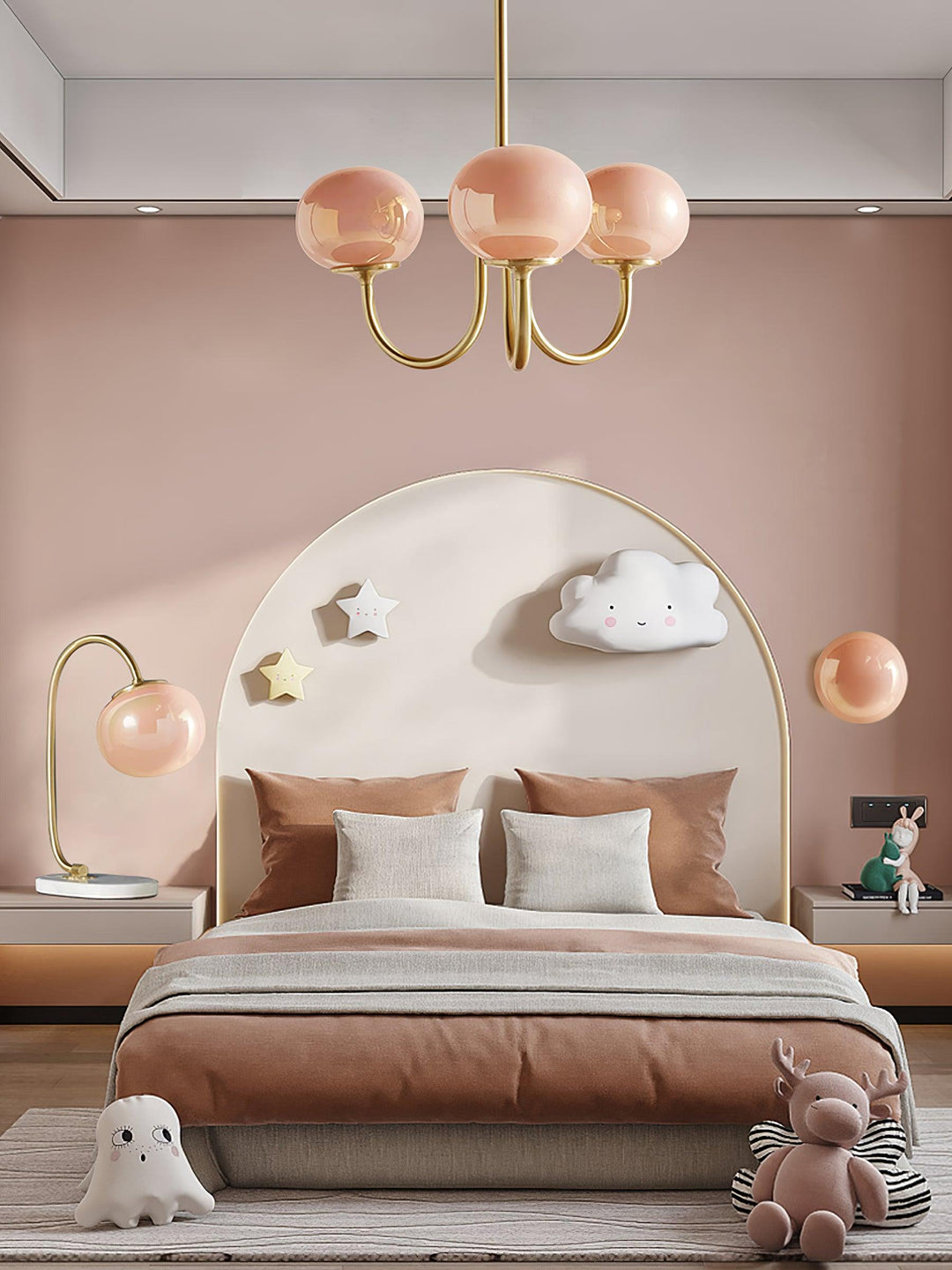 Modern Chandelier - LuxeGlow-Copper+Pink-3 Heads ∅ 18.1″ x H 13.4″ / Dia 46cm x H 34cm-Nora Luxe