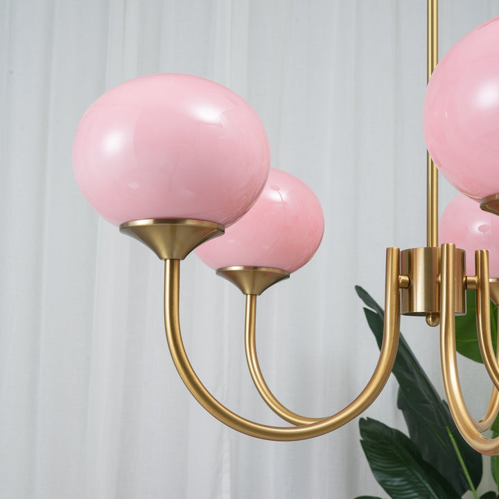 Modern Chandelier - LuxeGlow-Copper+Pink-3 Heads ∅ 18.1″ x H 13.4″ / Dia 46cm x H 34cm-Nora Luxe