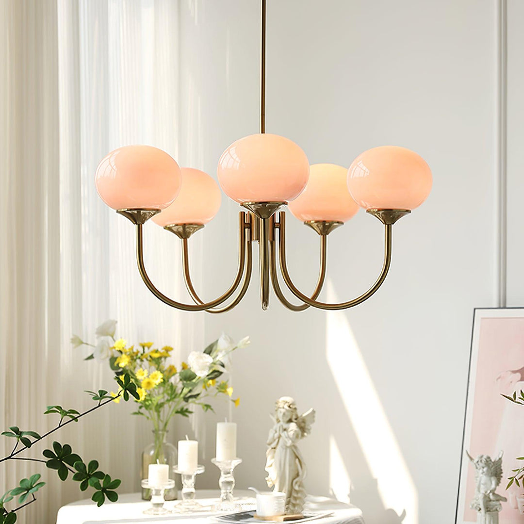 Modern Chandelier - LuxeGlow-Copper+Pink-3 Heads ∅ 18.1″ x H 13.4″ / Dia 46cm x H 34cm-Nora Luxe