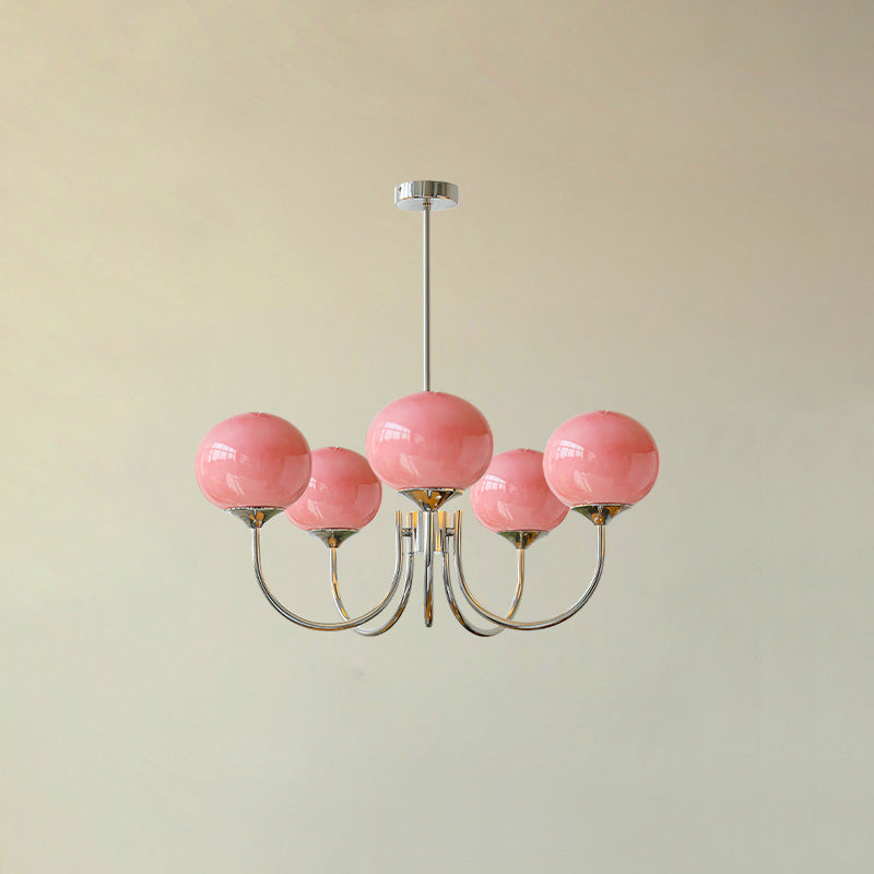 Modern Chandelier - LuxeGlow-Copper+Pink-3 Heads ∅ 18.1″ x H 13.4″ / Dia 46cm x H 34cm-Nora Luxe