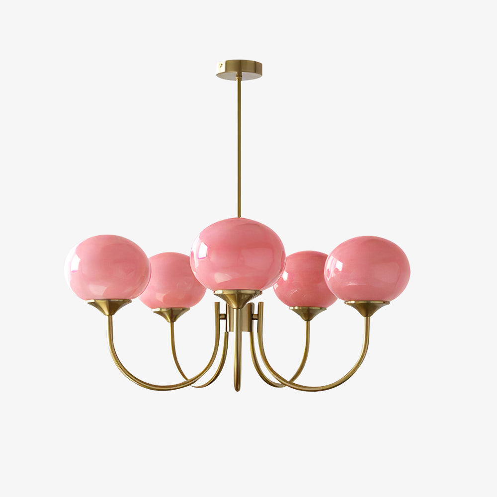 Modern Chandelier - LuxeGlow-Copper+Pink-3 Heads ∅ 18.1″ x H 13.4″ / Dia 46cm x H 34cm-Nora Luxe