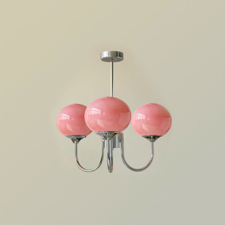 Modern Chandelier - LuxeGlow-Copper+Pink-3 Heads ∅ 18.1″ x H 13.4″ / Dia 46cm x H 34cm-Nora Luxe