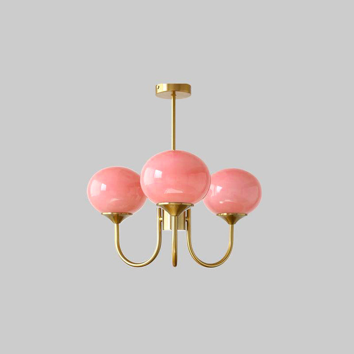 Modern Chandelier - LuxeGlow-Copper+Pink-3 Heads ∅ 18.1″ x H 13.4″ / Dia 46cm x H 34cm-Nora Luxe