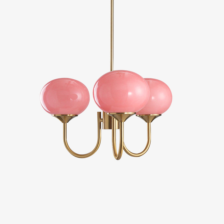 Modern Chandelier - LuxeGlow-Copper+Pink-3 Heads ∅ 18.1″ x H 13.4″ / Dia 46cm x H 34cm-Nora Luxe