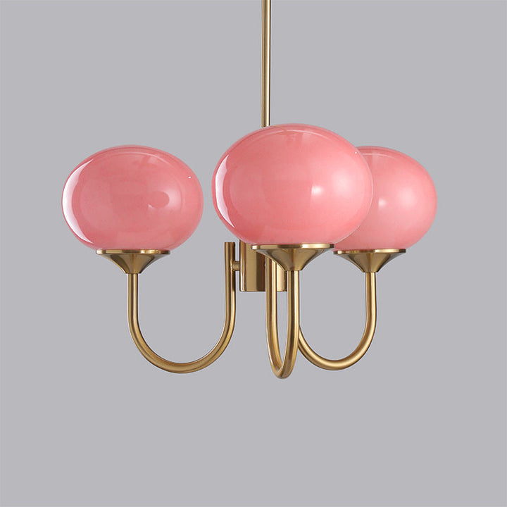Modern Chandelier - LuxeGlow-Copper+Pink-3 Heads ∅ 18.1″ x H 13.4″ / Dia 46cm x H 34cm-Nora Luxe