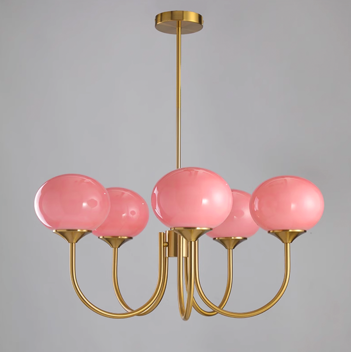 Modern Chandelier - LuxeGlow-Copper+Pink-3 Heads ∅ 18.1″ x H 13.4″ / Dia 46cm x H 34cm-Nora Luxe