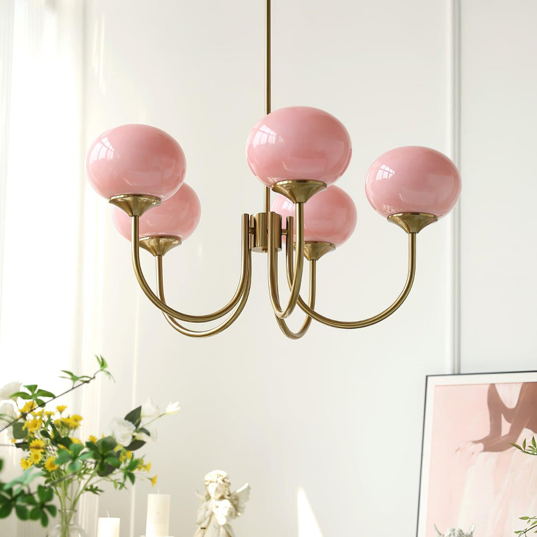 Modern Chandelier - LuxeGlow-Copper+Pink-3 Heads ∅ 18.1″ x H 13.4″ / Dia 46cm x H 34cm-Nora Luxe