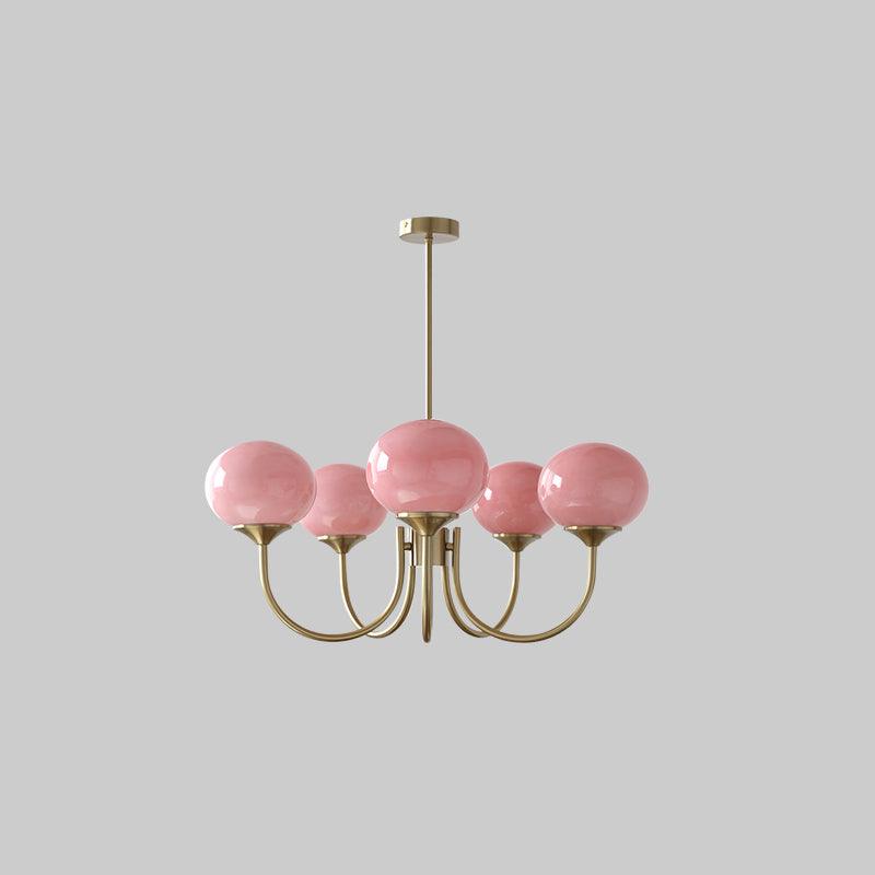 Modern Chandelier - LuxeGlow-Copper+Pink-5 Heads ∅ 26.4″ x H 13.4″ / Dia 67cm x H 34cm-Nora Luxe