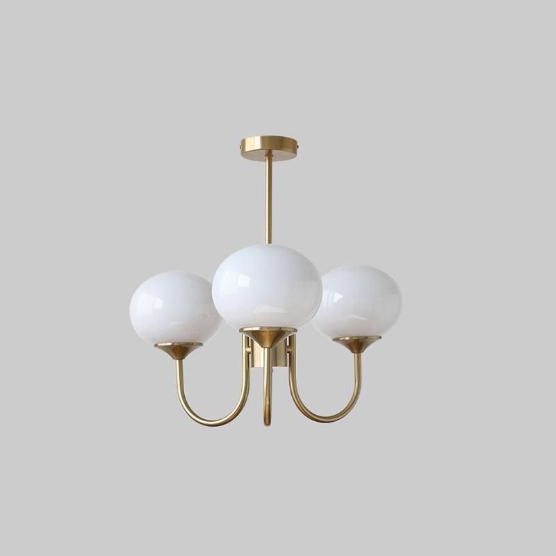 Modern Chandelier - LuxeGlow-Copper+White-3 Heads ∅ 18.1″ x H 13.4″ / Dia 46cm x H 34cm-Nora Luxe
