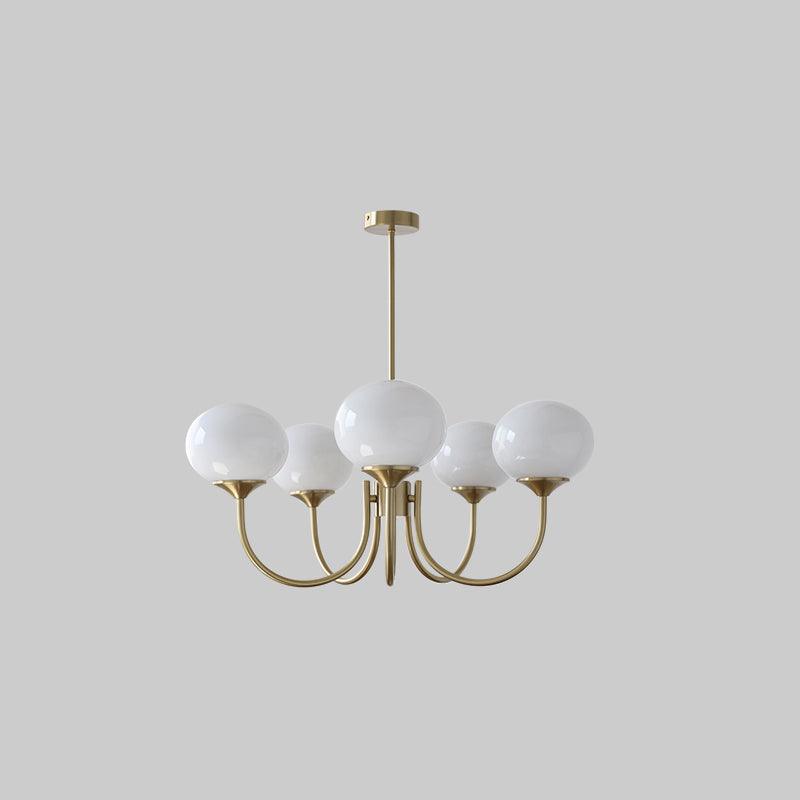 Modern Chandelier - LuxeGlow-Copper+White-5 Heads ∅ 26.4″ x H 13.4″ / Dia 67cm x H 34cm-Nora Luxe
