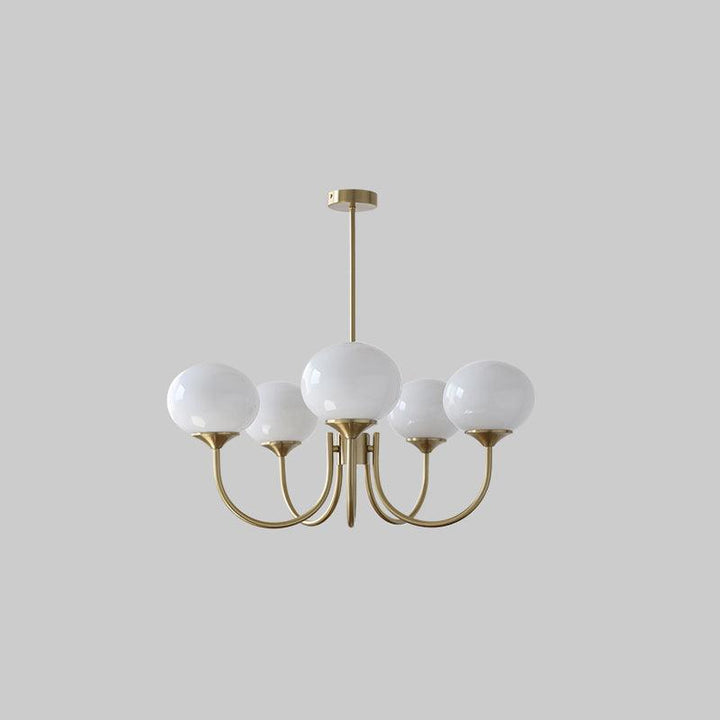 Modern Chandelier - LuxeGlow-Copper+White-5 Heads ∅ 26.4″ x H 13.4″ / Dia 67cm x H 34cm-Nora Luxe
