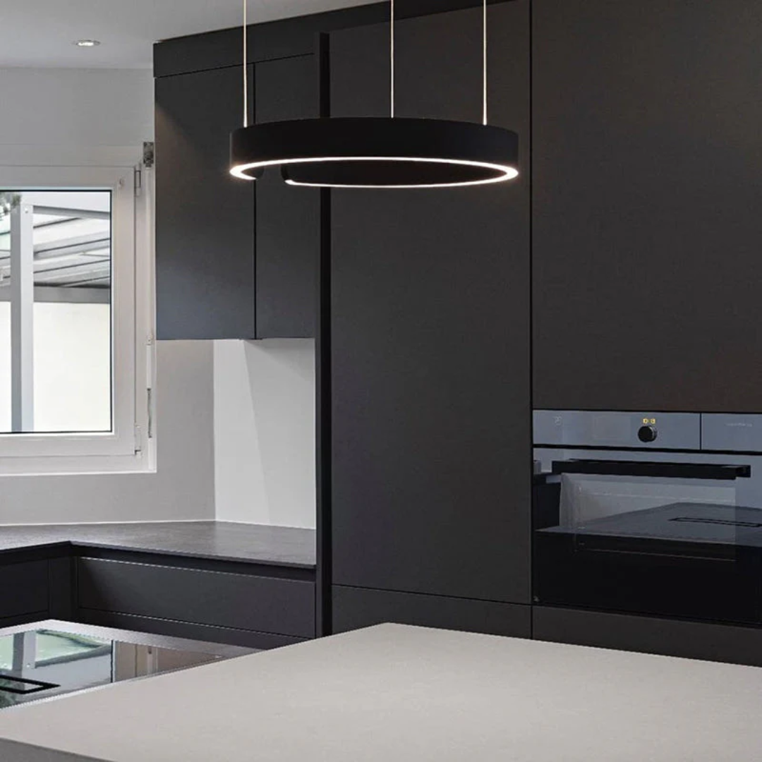 Modern Circle LED Pendant Light - HaloRing-Black-3 Colors-31.50 in-Nora Luxe