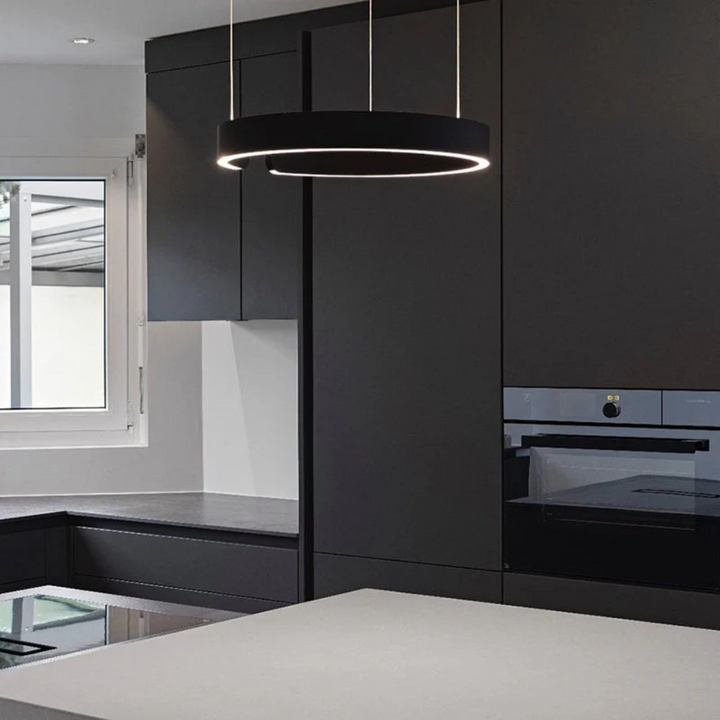 Modern Circle LED Pendant Light - HaloRing-Black-3 Colors-31.50 in-Nora Luxe
