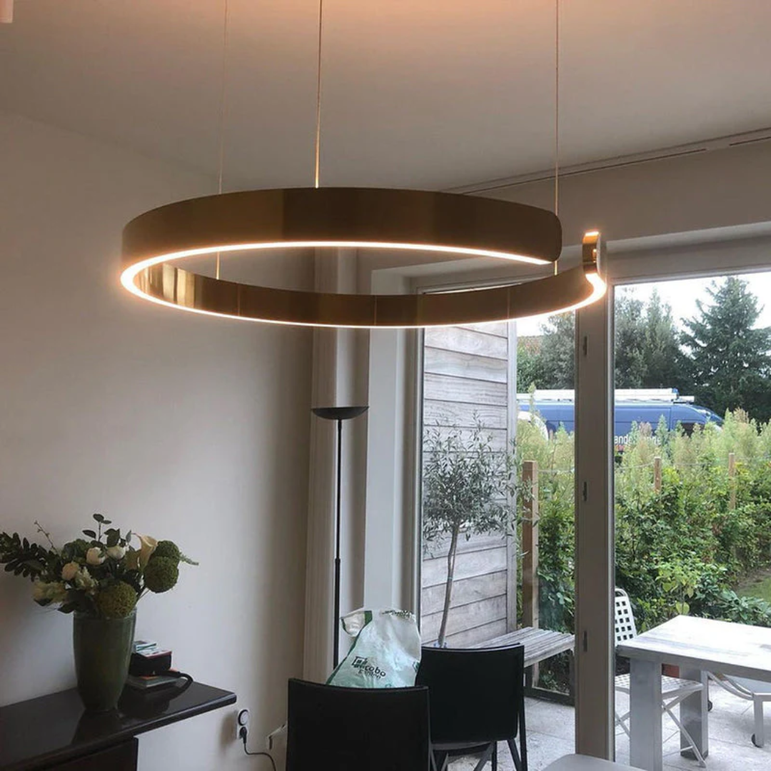 Modern Circle LED Pendant Light - HaloRing-Rose Gold-3 Colors-31.50 in-Nora Luxe