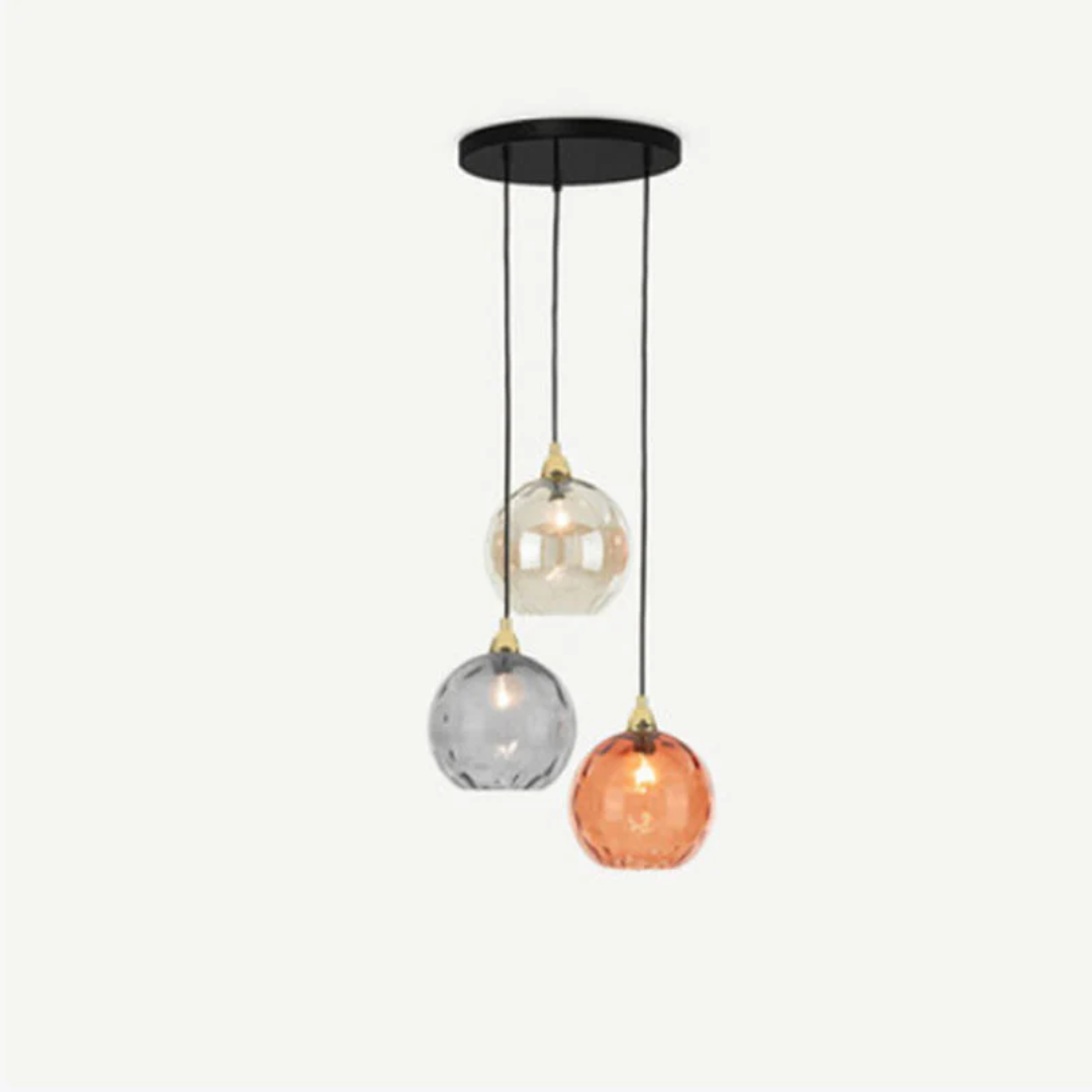 Modern Cluster Pendant Light with 3 Lamps - Cascade-Gray-Round-Nora Luxe