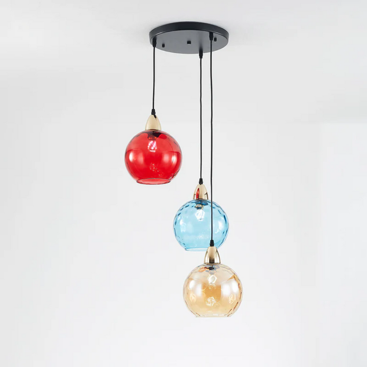 Modern Cluster Pendant Light with 3 Lamps - Cascade-Pink-Round-Nora Luxe