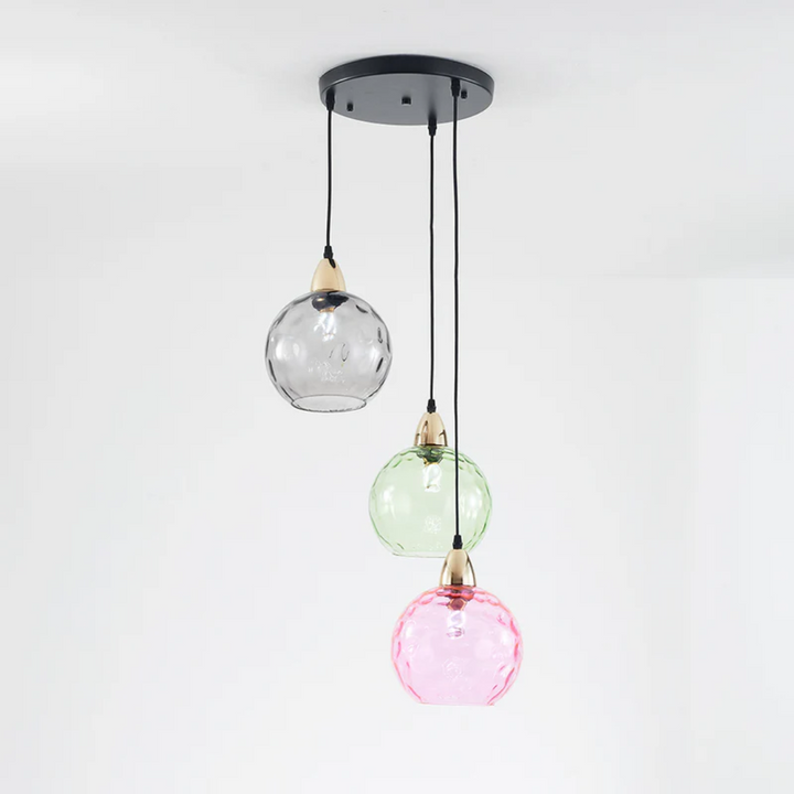 Modern Cluster Pendant Light with 3 Lamps - Cascade-Pink-Round-Nora Luxe