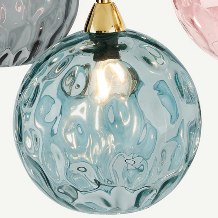 Modern Cluster Pendant Light with 3 Lamps - Cascade-Pink-Round-Nora Luxe