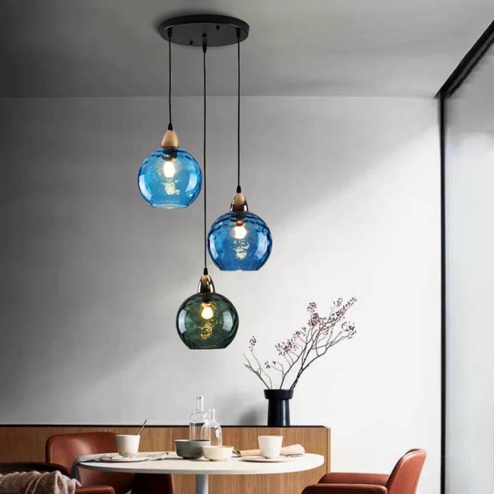 Modern Cluster Pendant Light with 3 Lamps - Cascade-Pink-Round-Nora Luxe