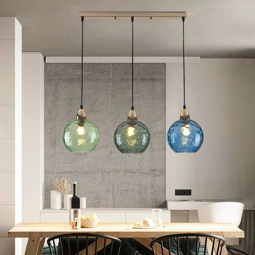 Modern Cluster Pendant Light with 3 Lamps - Cascade-Pink-Round-Nora Luxe