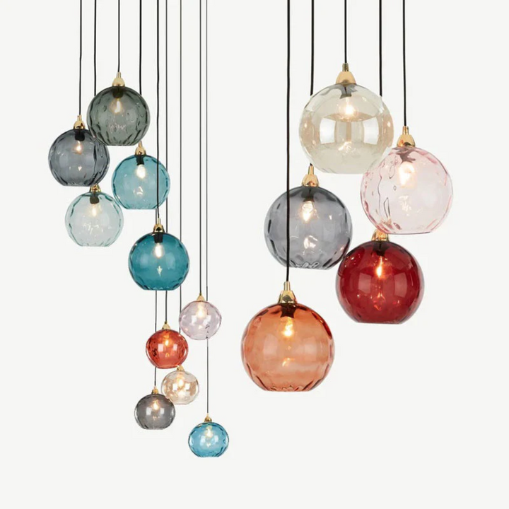 Modern Cluster Pendant Light with 3 Lamps - Cascade-Pink-Round-Nora Luxe