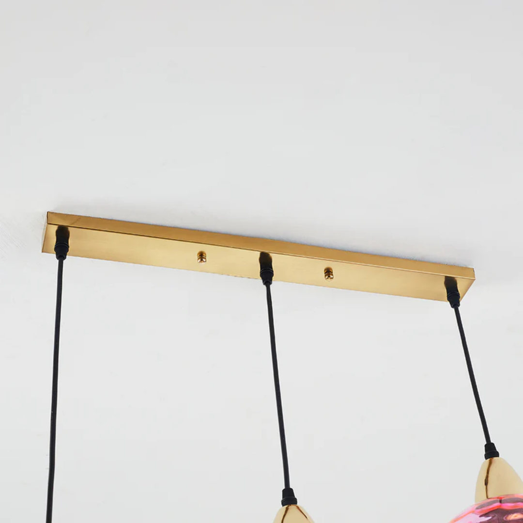 Modern Cluster Pendant Light with 3 Lamps - Cascade-Pink-Round-Nora Luxe