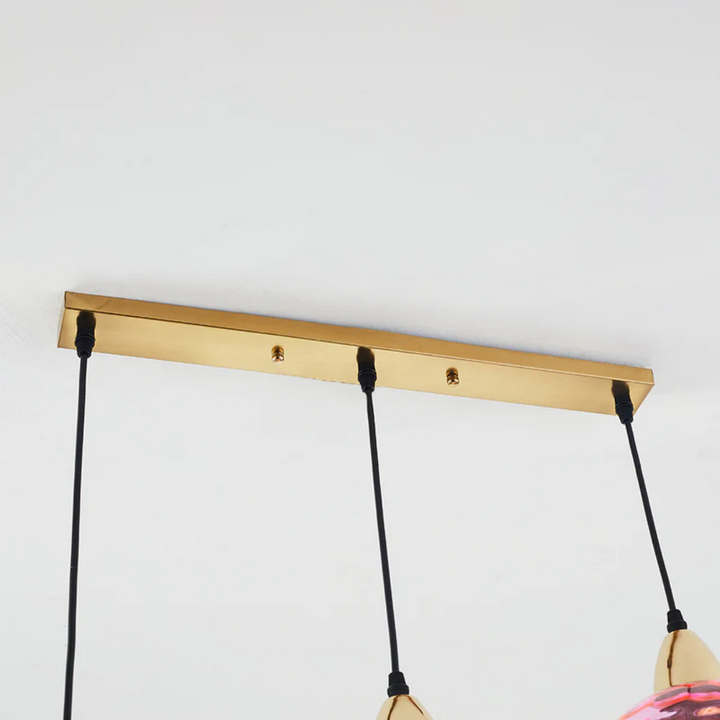 Modern Cluster Pendant Light with 3 Lamps - Cascade-Pink-Round-Nora Luxe