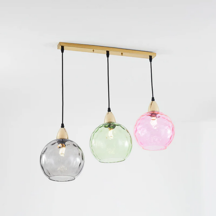 Modern Cluster Pendant Light with 3 Lamps - Cascade-Pink-Round-Nora Luxe