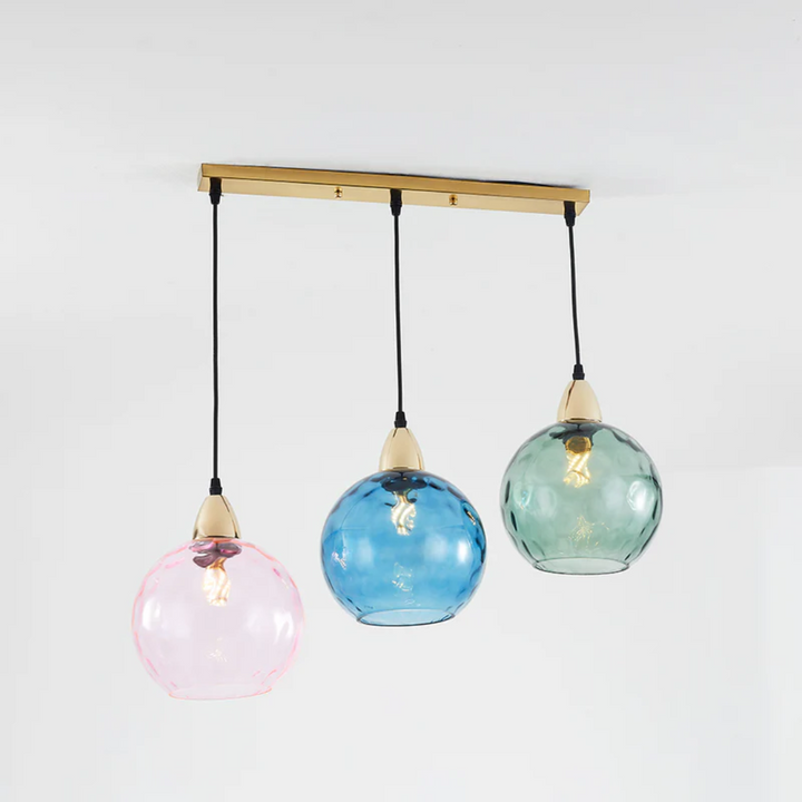 Modern Cluster Pendant Light with 3 Lamps - Cascade-Pink-Round-Nora Luxe