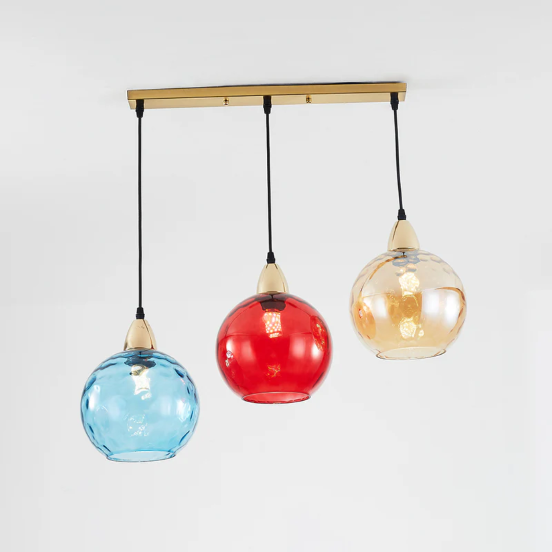 Modern Cluster Pendant Light with 3 Lamps - Cascade-Pink-Round-Nora Luxe