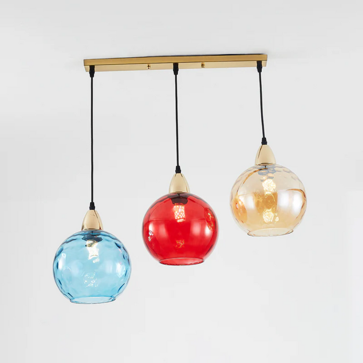 Modern Cluster Pendant Light with 3 Lamps - Cascade-Pink-Round-Nora Luxe