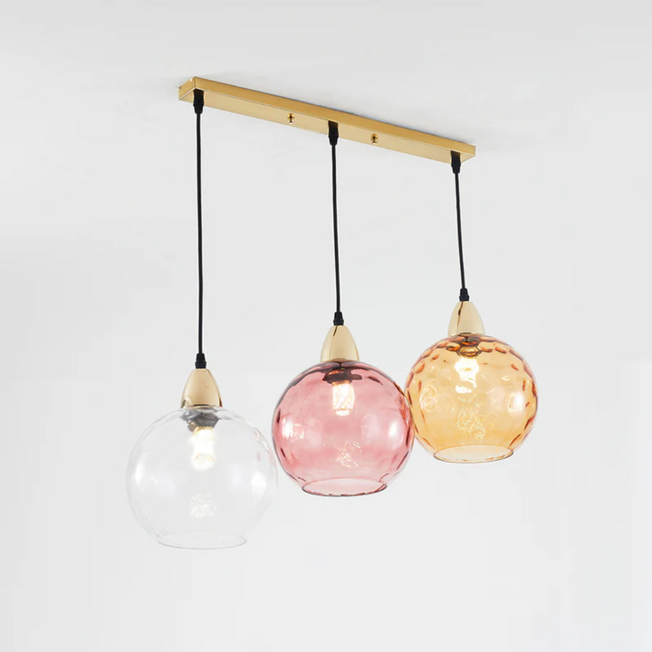 Modern Cluster Pendant Light with 3 Lamps - Cascade-Pink-Round-Nora Luxe