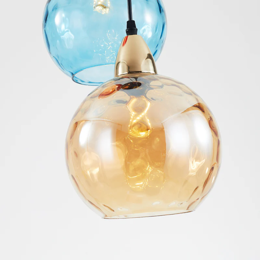 Modern Cluster Pendant Light with 3 Lamps - Cascade-Pink-Round-Nora Luxe