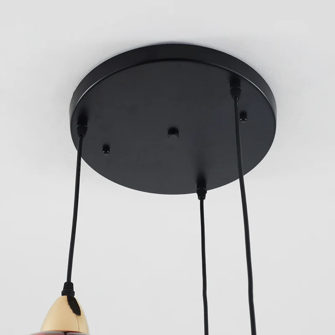 Modern Cluster Pendant Light with 3 Lamps - Cascade-Pink-Round-Nora Luxe