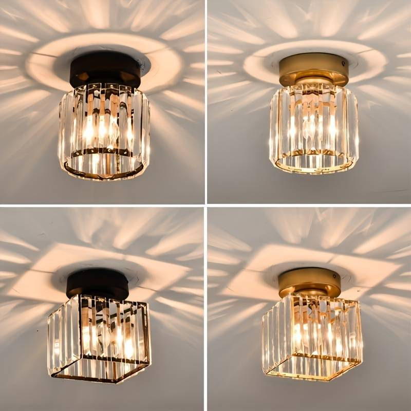 Modern Crystal Ceiling Light - CrystalGlow-Black-Square-Nora Luxe