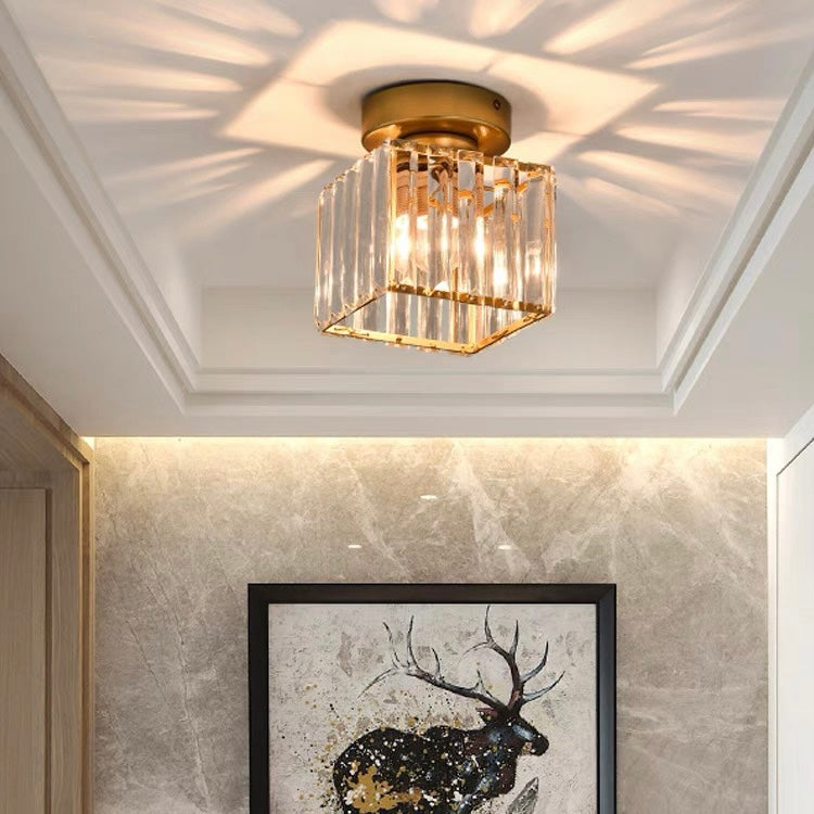 Modern Crystal Ceiling Light - CrystalGlow-Black-Square-Nora Luxe
