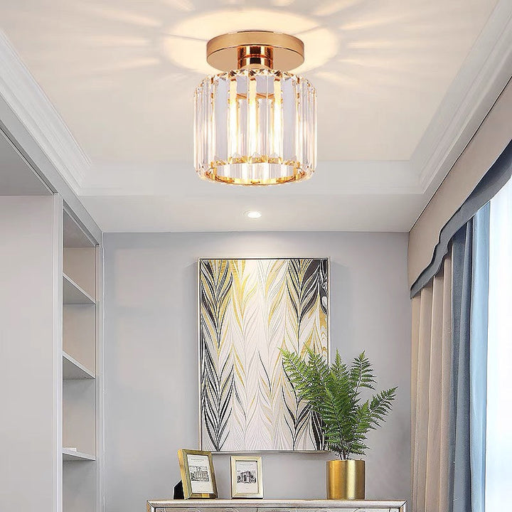 Modern Crystal Ceiling Light - CrystalGlow-Black-Square-Nora Luxe