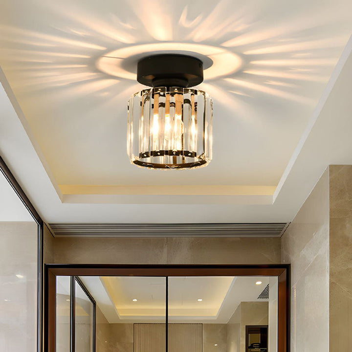 Modern Crystal Ceiling Light - CrystalGlow-Black-Square-Nora Luxe