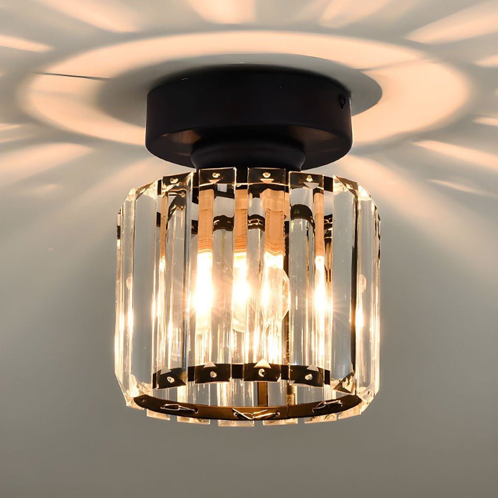 Modern Crystal Ceiling Light - CrystalGlow-Black-Square-Nora Luxe