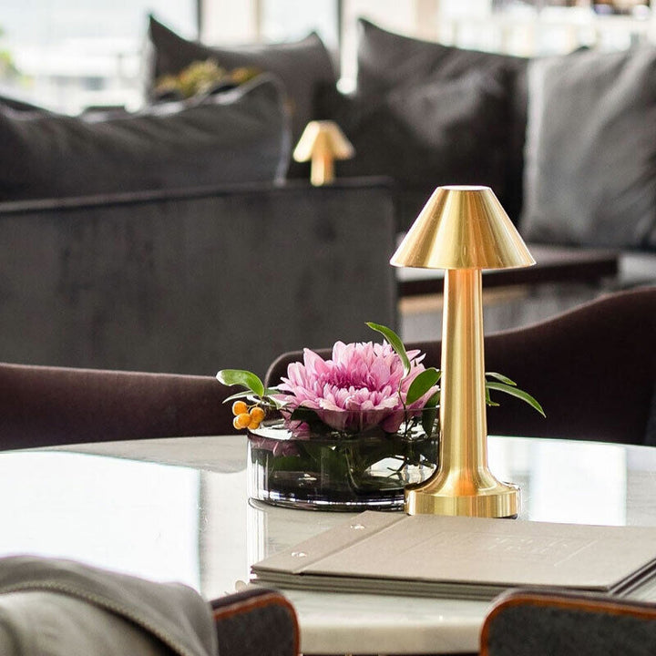 Modern Dimmerable Table Lamp - Victor-Gold-Cylinder-Nora Luxe