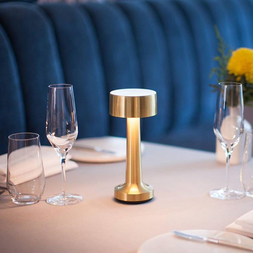 Modern Dimmerable Table Lamp - Victor-Gold-Cylinder-Nora Luxe