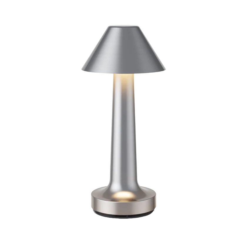 Modern Dimmerable Table Lamp - Victor-Silver-Cone-Nora Luxe