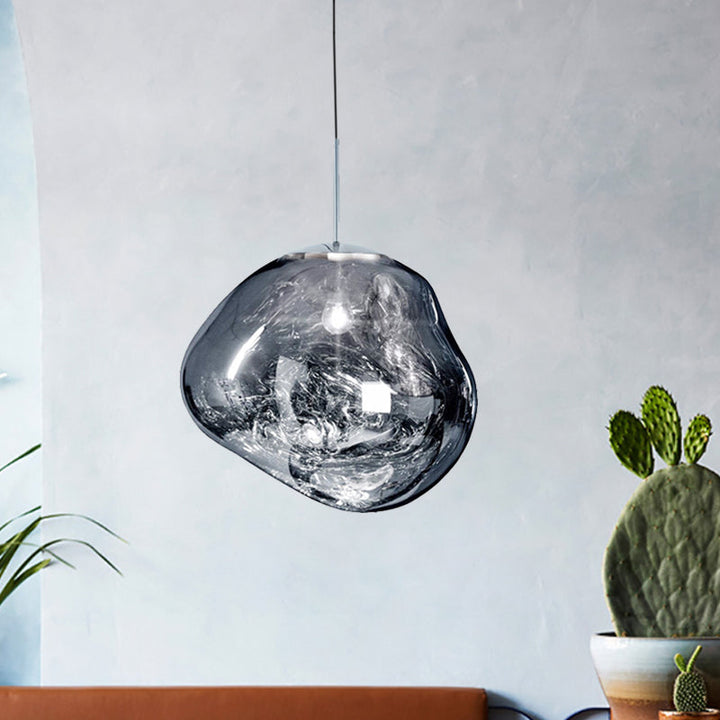 Modern Glass Ceiling Light - LunaLux-Silver-7.87 inches-Nora Luxe