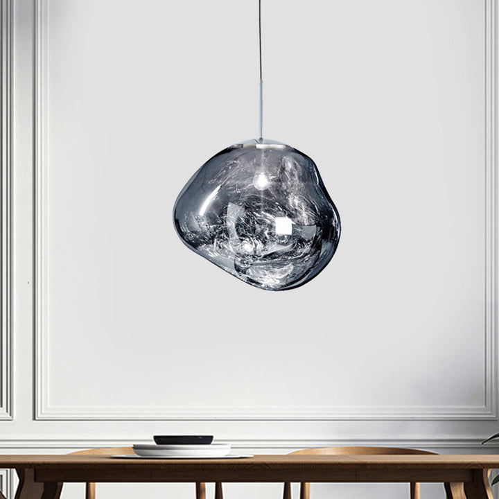 Modern Glass Ceiling Light - LunaLux-Silver-7.87 inches-Nora Luxe
